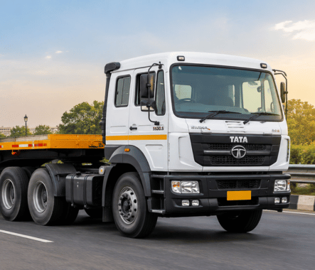 Trailer truck delivering cargo across India